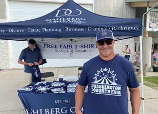 Stop at the Dahlberg O’Meara Law Group tent at the Washington County Fair for a free t-shirt, ear of corn, and more