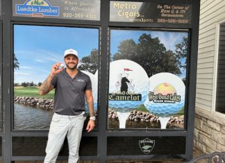 Kyler Dorn with a hole in 1 on a par 4 at Camelot | By Laura Beaudoin
