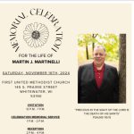 Memorial celebration for Martin Martinelli on Saturday, November 16