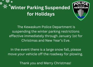 Kewaskum PD suspending winter parking through Jan 1, 2025