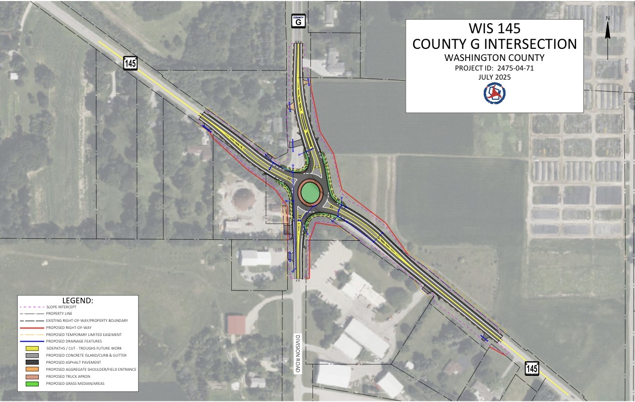 $1.7m roundabout construction at WIS 145 and County G (Division Road)