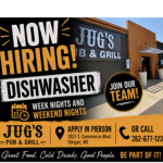 Jobs, jobs, jobs – Dishwasher needed at Jug’s Pub & Grill in Slinger, Wi