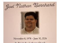 An inspiring service for Joel Bernhard, 47, of Lomira, WI
