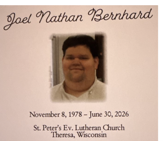 An inspiring service for Joel Bernhard, 47, of Lomira, WI