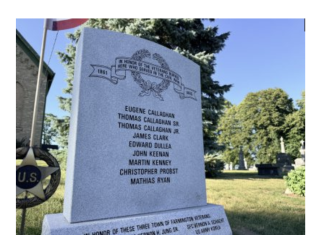 Civil War Veterans monument dedication August 1, 2026 in Town of Farmington