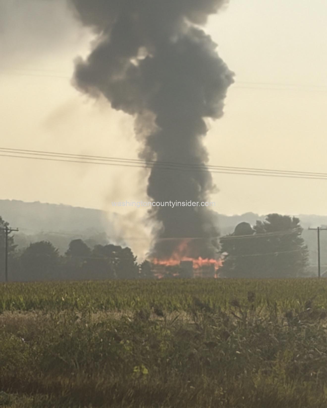 Fillmore FD on scene of large barn fire off CTH A | Photo courtesy Kathy Michaels