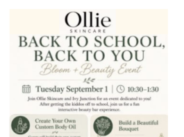 “Back to School, Back to You” Self-Care event Sept. 1 in Cedarburg, Wi | By Kerrieanne Lischka – Ollie Skincare