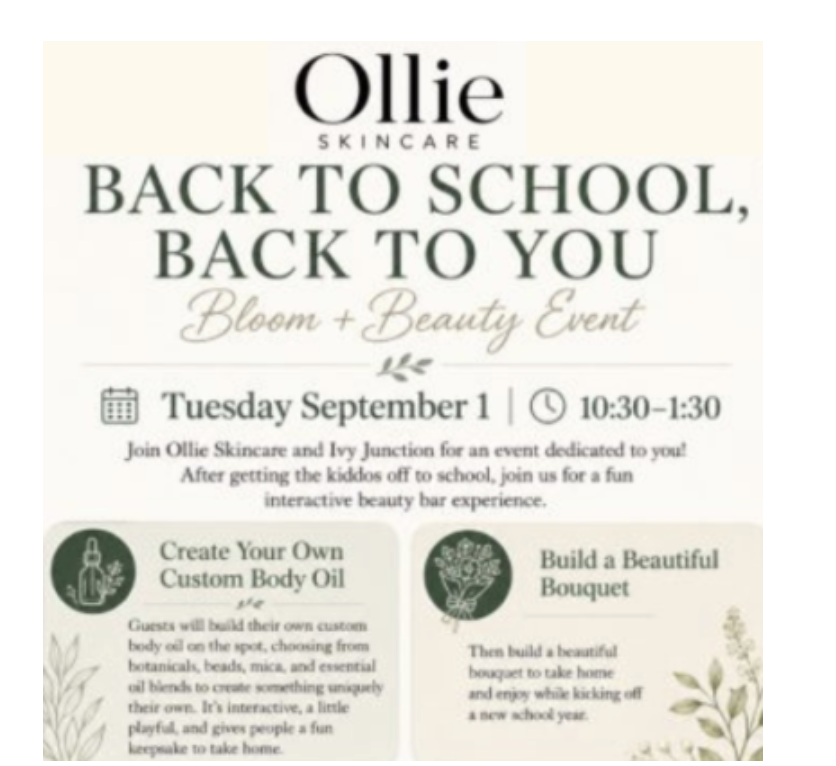 “Back to School, Back to You” Self-Care event Sept. 1 in Cedarburg, Wi | By Kerrieanne Lischka – Ollie Skincare