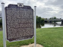 A closer look at the State Historical marker for WB Aluminum Co.