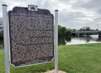 A closer look at the State Historical marker for WB Aluminum Co.