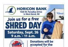FREE Shred Day is Saturday, Sept. 26, 2026 at Horicon Bank in West Bend, Wi