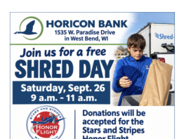 FREE Shred Day is Saturday, Sept. 26, 2026 at Horicon Bank in West Bend, Wi