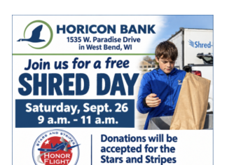 FREE Shred Day is Saturday, Sept. 26, 2026 at Horicon Bank in West Bend, Wi