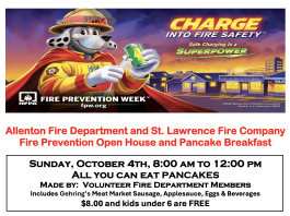 Allenton & St. Lawrence Fire Department breakfast / open house is Sunday, Oct. 4, 2026