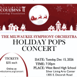 MSO Holiday Pops Concert is December 15, 2026 in West Bend, Wi